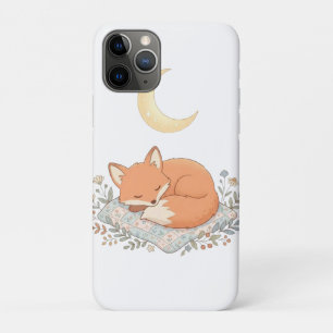 Cute Sleeping Fox on Quilt under Crescent Moon AI  iPhone 11 Pro Case
