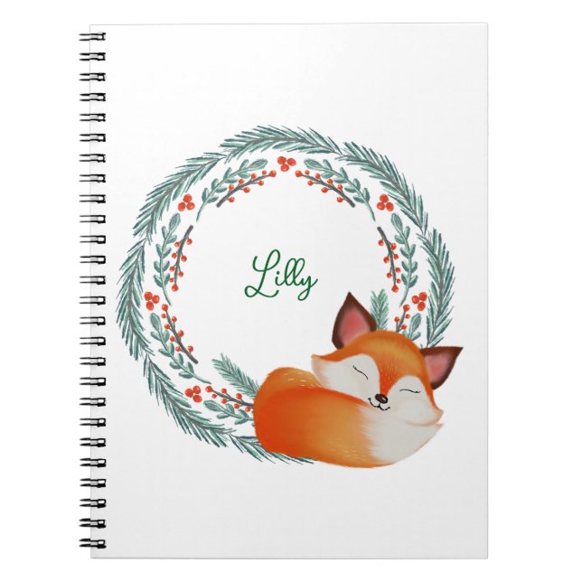 Cute Sleeping Fox Personalized  Notebook (Front)