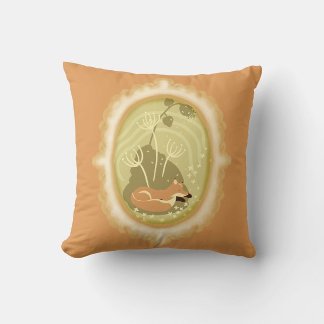 Cute Sleeping Fox     Throw Pillow (Front)