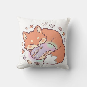 Cute Sleeping Gamer Fox Pillow