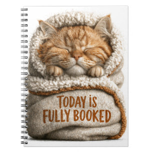 Cute Sleeping Ginger Kitten Swaddled in Blanket  Notebook