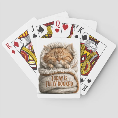 Cute Sleeping Ginger Kitten Swaddled in Blanket Poker Cards