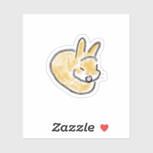 Cute Sleeping Golden Rabbit Gift Sticker