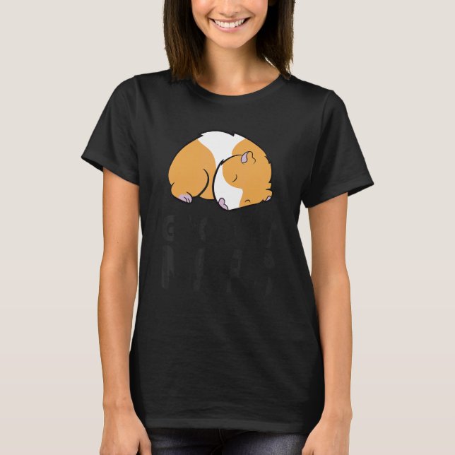Cute Sleeping Guinea Pig Good At Naps  Guinea Pig T-Shirt (Front)
