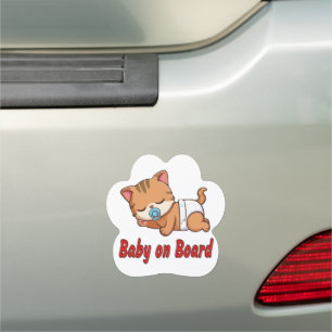 Cute Sleeping Kitten Cat Baby on Board Car Decal