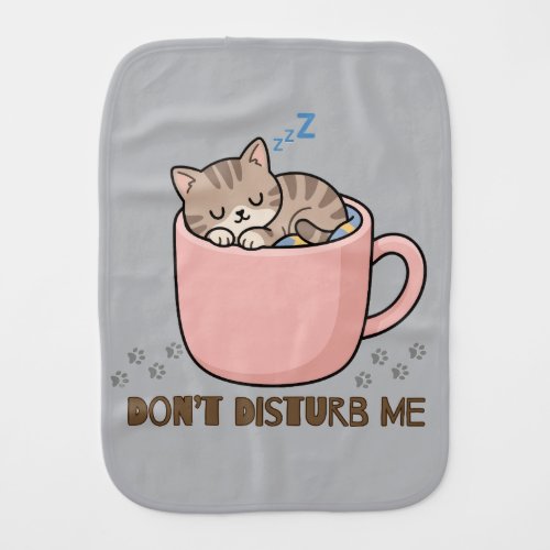 Cute Sleeping Kitten in Teacup Baby Burp Cloth