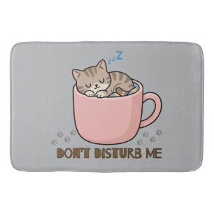 Cute Sleeping Kitten in Teacup Bath Mat