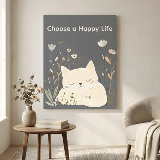Cute Sleeping Kitten Slate Gray Custom Quote Canvas Photo Tile