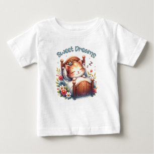 Cute sleeping Kitten Sweet dreams Nursery decor Baby T-Shirt