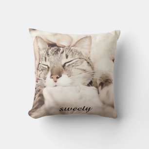 Cute Sleeping Kitten  Throw Pillow