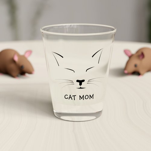 Cute Sleeping Kitty Cat Mom Name Shot Glass