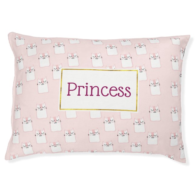 Cute Sleeping Kitty Cat Pattern Custom Pet Bed (Front)