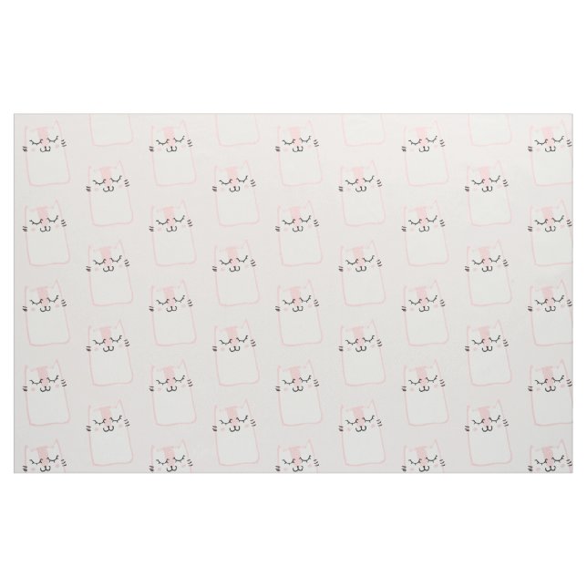 Cute Sleeping Kitty Cat Pattern Fabric (Fat Quarter)