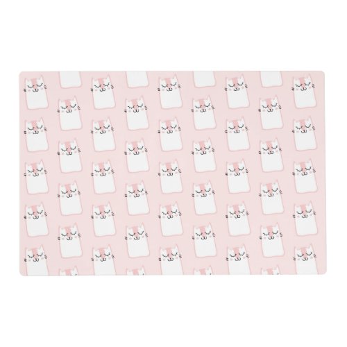 Cute Sleeping Kitty Cat Pattern Placemat