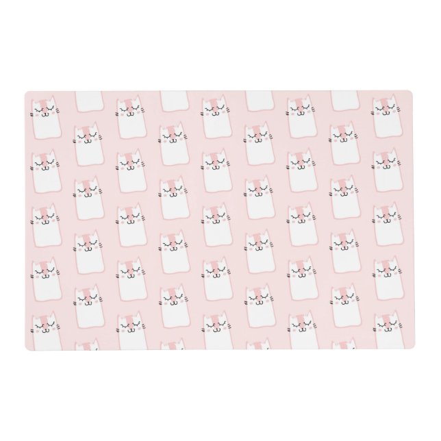 Cute Sleeping Kitty Cat Pattern Placemat (Front)