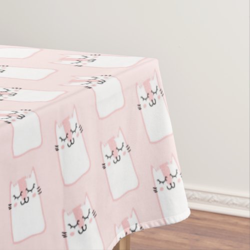 Cute Sleeping Kitty Cat Pattern Tablecloth