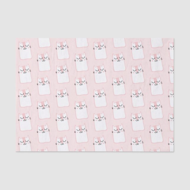 Cute Sleeping Kitty Cat Pattern Tissue Paper (Front)