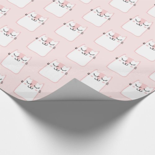 Cute Sleeping Kitty Cat Pattern Wrapping Paper