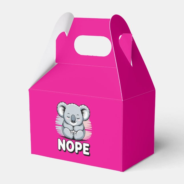 Cute Sleeping Koala “Nope” Funny Cartoon Favor Boxes (Front Side)