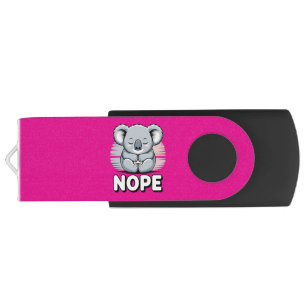 Cute Sleeping Koala “Nope” Funny Cartoon Flash Drive