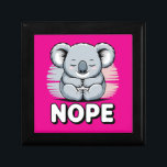 Cute Sleeping Koala “Nope” Funny Cartoon Gift Box<br><div class="desc">This cute sleeping koala with the funny word “Nope” creates a playful and relatable design that many people will love. The adorable kawaii-style koala sits peacefully with closed eyes, giving a calm but humorous vibe that perfectly matches the bold “Nope” message. Perfect for animal lovers, koala fans, and anyone who...</div>