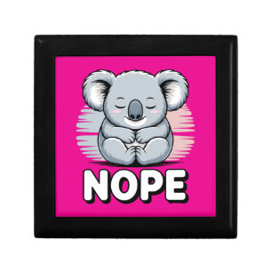 Cute Sleeping Koala “Nope” Funny Cartoon Gift Box
