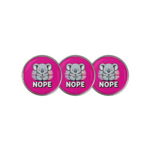 Cute Sleeping Koala “Nope” Funny Cartoon Golf Ball Marker