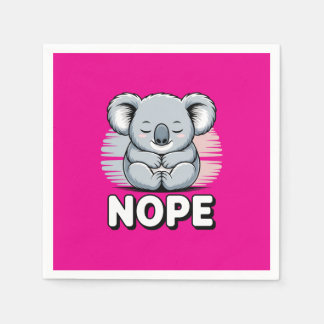 Cute Sleeping Koala “Nope” Funny Cartoon Napkins