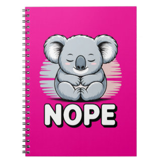 Cute Sleeping Koala “Nope” Funny Cartoon Notebook