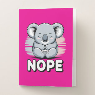 Cute Sleeping Koala “Nope” Funny Cartoon Pocket Folder