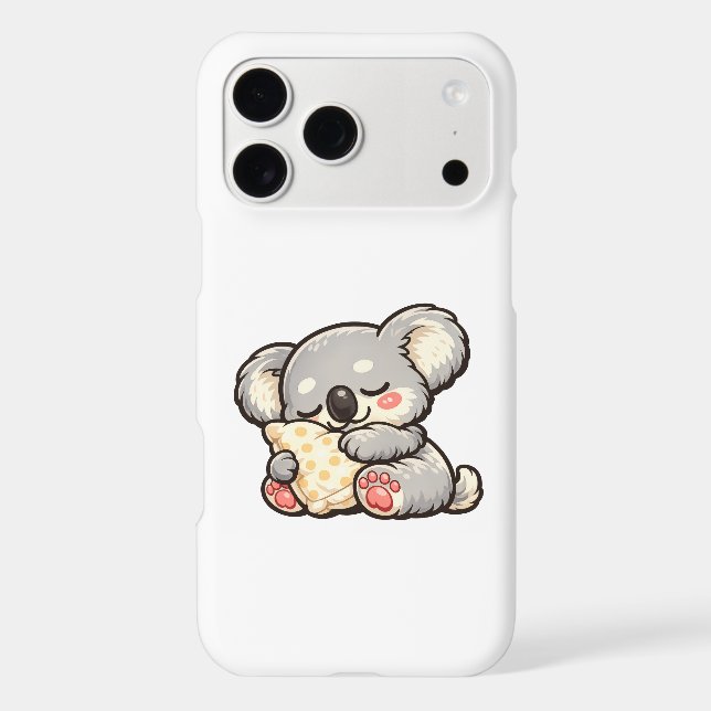 Cute Sleeping Koala with Pillow iPhone Case (Back)