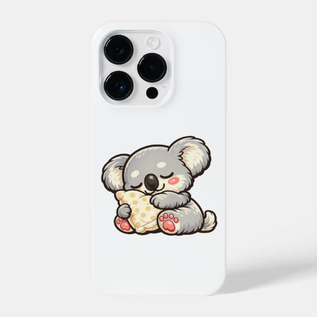Cute Sleeping Koala with Pillow iPhone Case (Back)