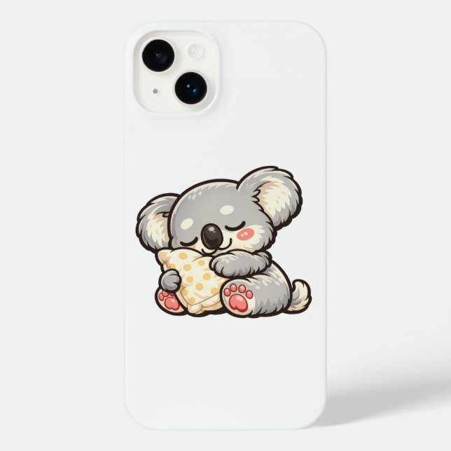 Cute Sleeping Koala with Pillow iPhone Case (Back)