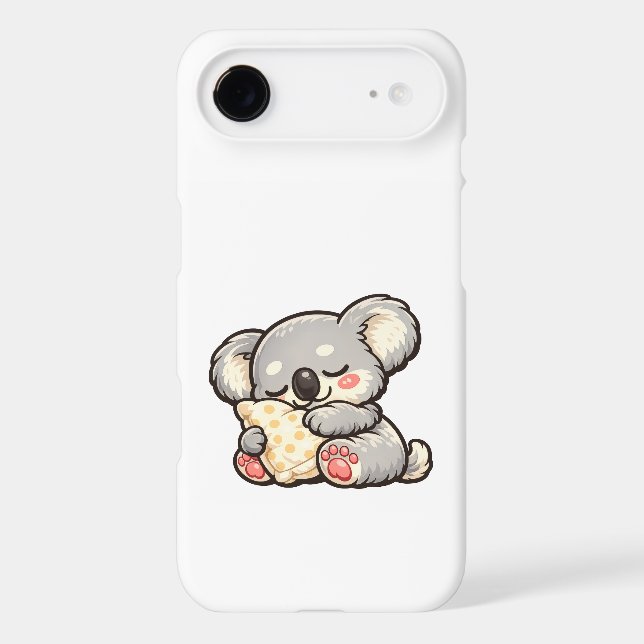 Cute Sleeping Koala with Pillow iPhone Case (Back)