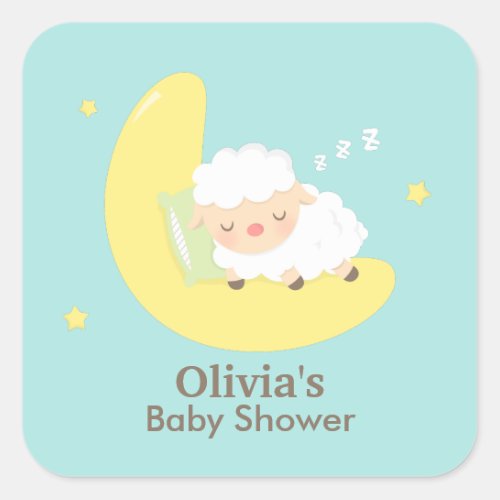 Cute Sleeping Lamb Baby Shower Party Labels