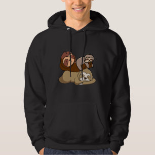 Cute Sleeping Lazy Sloth Stacked Hoodie