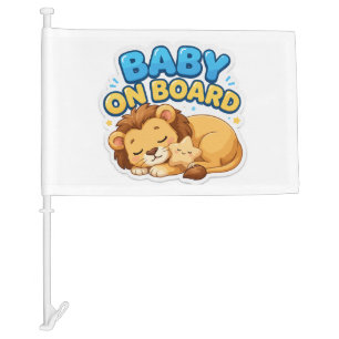 Cute Sleeping Lion Baby on Board Car Flag