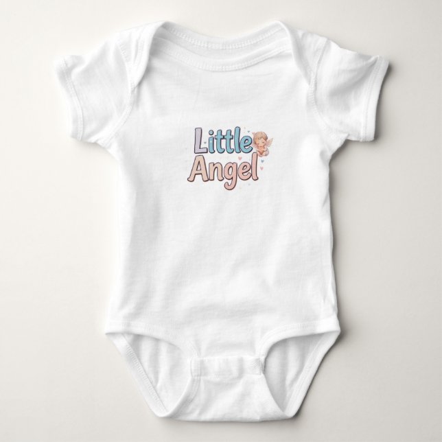 Cute Sleeping Little Angel Hugging a Heart Gifts Baby Bodysuit (Front)