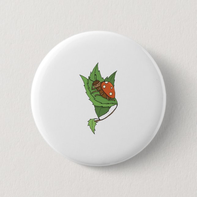cute sleeping little ladybug pinback button (Front)