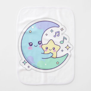 Cute Sleeping Moon and Star Kawaii Nursery Baby Bu Burp Cloth