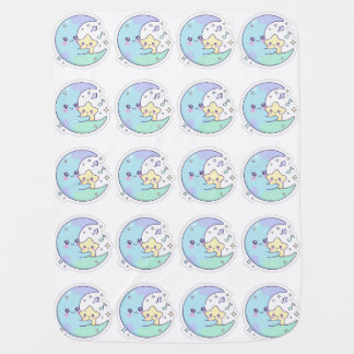 Cute Sleeping Moon and Star Pattern Baby Blanket