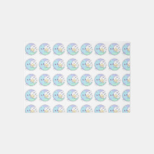 Cute Sleeping Moon and Star Pattern Nursery Area R Rug