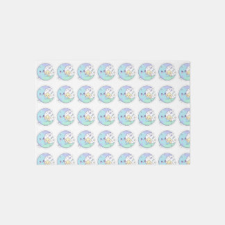 Cute Sleeping Moon and Star Pattern Nursery Area R Rug