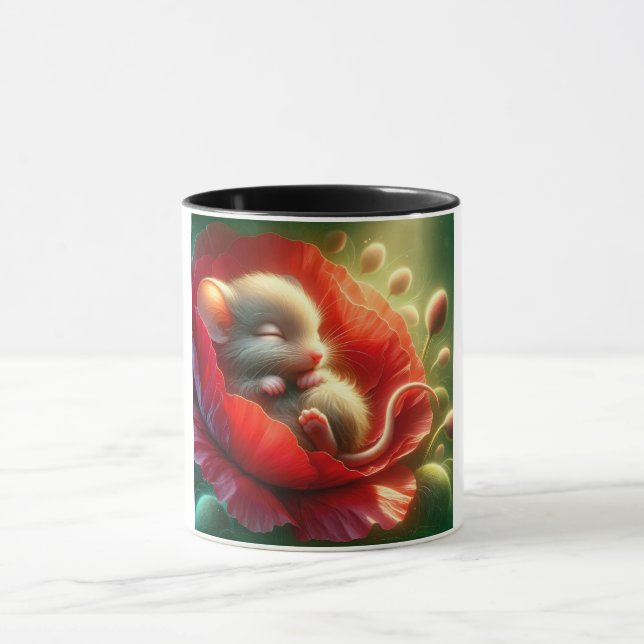 Cute Sleeping Mouse Mug (Center)
