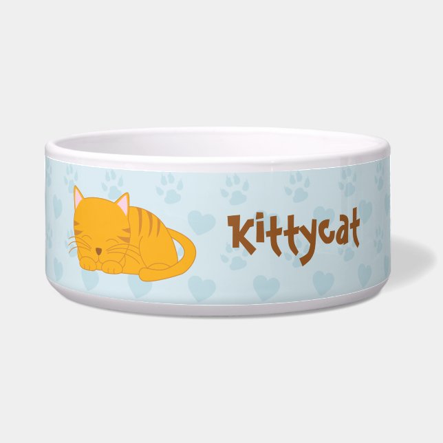 Cute Sleeping Orange Tabby Cat Bowl (Front)