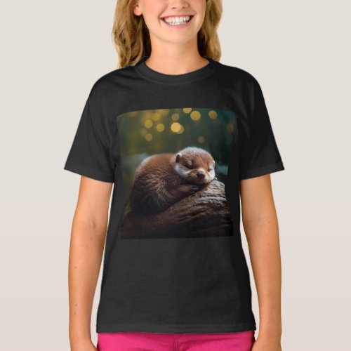 Cute Sleeping Otter T Shirt _ Cute Animal Shirts 