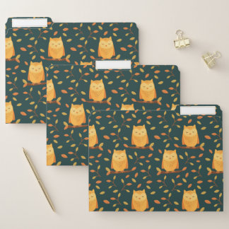 Cute Sleeping Owl Autumn Pattern 🦉 File Folder