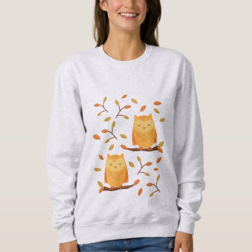 Cute Sleeping Owls Autumn  Sweatshirt