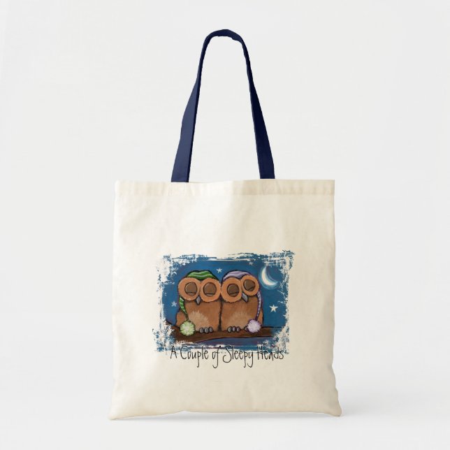Cute Sleeping Owls Tote Bag (Front)
