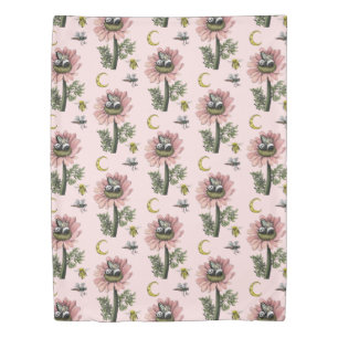 Cute Sleeping Panda Bear Fairy Floral Pattern Duvet Cover